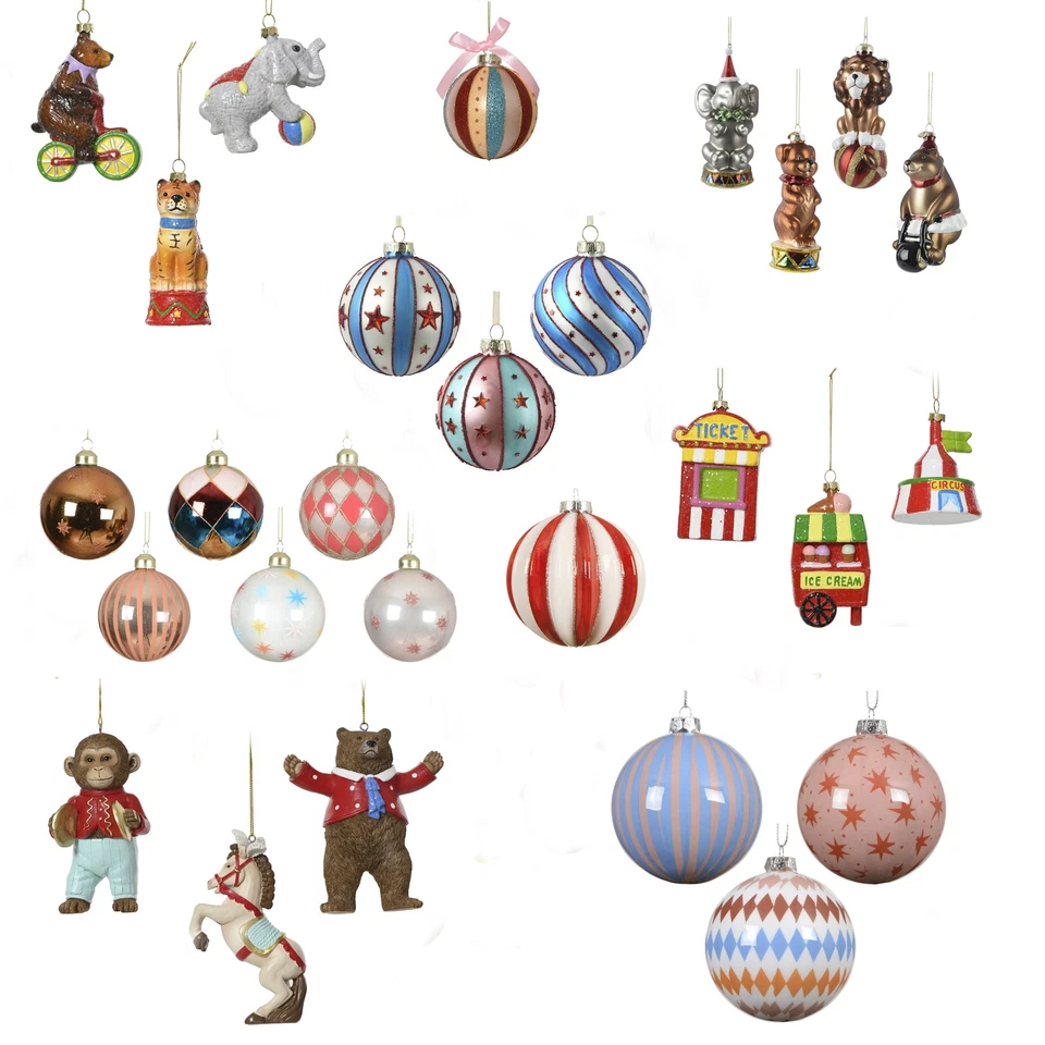 Circus Christmas Tree Decoration Bauble Fun Fair Ornament Animals Big Top Stripe - Image 1 of 1