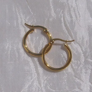 1 PAIRE DE CREOLES EN ACIER INOXYDABLE DORÉ BOUCLES OREILLES 20MM CERCLES - IX5 - Picture 1 of 5