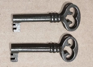 Old Hutch Furniture Cabinet Door Drawer Hollow Barrel 2-1/4"  Skeleton Keys - Picture 1 of 2