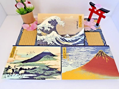 Japanese Postcards Wave Fuji Crane Set of 3 Curated in Tokyo Gift Art Japan Card - Image 1 of 4