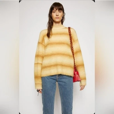 NWOT ACNE STUDIOS Sand Beige Tan Ombre Jacquard Alpaca Mohair Wool Sweater S - Image 1 of 4