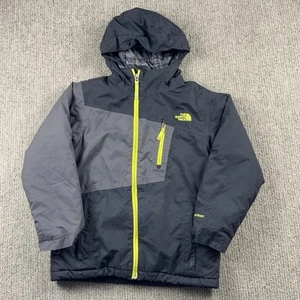 The North Face Youth Boys M 10/12 Hyvent Jacket Full Zip Hood Black Grey - Picture 1 of 16