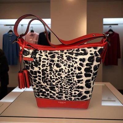 Bolso Convertible Coach Legacy Ocelot Duffle Sac 19996 Naranja Cuero Estampado Lona Foto 1 de 4