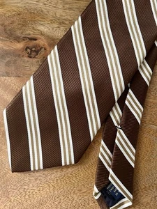 BROOKS BROTHERS Men's Silk Repp Regimental NeckTie Made In USA Brown Stripe 60" - Picture 1 of 7