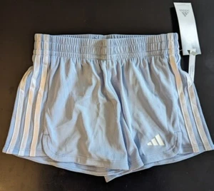 Adidas Girls 3-Stripes Mesh Shorts, Light Blue, Size S (7/8) - Picture 1 of 3