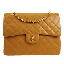 CHANEL Classic Double Flap Medium Shoulder Bag Brown Lambskin 27232