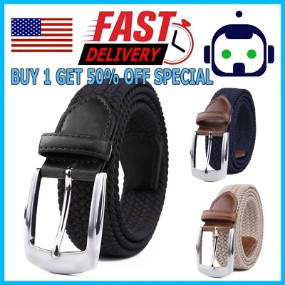 Elastic Fabric Braided Belt,Enduring Stretch Woven Belt for Unisex Men/Women/Jun - Image 1 of 4