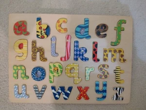 Wooden Alphabet Puzzle/Jigsaw Fun Colourful Letters Used Good Condition - Picture 1 of 12