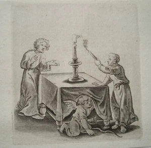 Liebe Amor bei Kerzenschein kommt die Liebe Kupferstich P. van der Aa 1703 - Picture 1 of 1