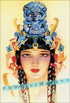 Belleza Azteca 1940 Calendario Mexicano Arte Vintage Póster Impresión Retro Pin Up Estilo  Foto 1 de 4