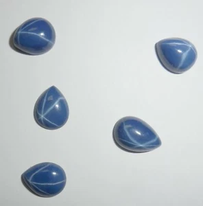 Blue Star Sapphire Pear 10x8 mm Cabochon 6 Rayed Lab-created Opaque 10 pcs Lot - Picture 1 of 12