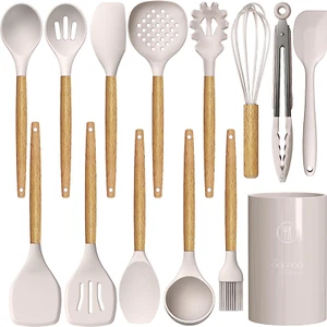 Juego de utensilios de cocina de silicona - 446 ° F utensilios de cocina de silicona resistentes al calor f - Imagen 1 de 12