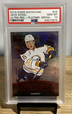2015 Fleer Showcase Jack Eichel Ultra Rookie Platinum PSA 10 #52/99 - Image 1 of 2