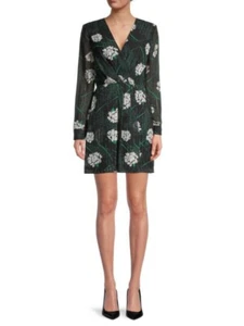BCBGMAXAZRIA Women Floral-Print Pleated Dress Black/Green Combo Size M - Picture 1 of 4