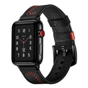 Correa de reloj de cuero negro genuino para Apple Watch Series 38/40/42/44 mm - Imagen 1 de 14