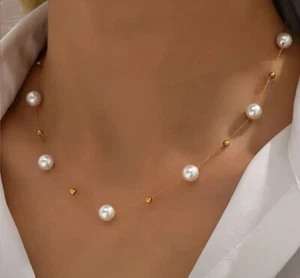 Elegante Perlenkette aus Perlenimitat - Zinklegierung mit Barock Design - Bild 1 von 5