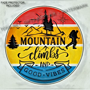 Mountain Climbs And Good Vibes Vinyl Bumper Sticker  with fade protector #9179 - Picture 1 of 4