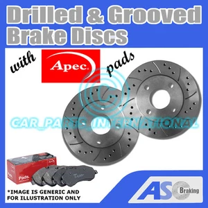 Drilled & Grooved 4 Stud 244mm Solid Brake Discs (Pair) D_G_264 with Apec Pads - Picture 1 of 1