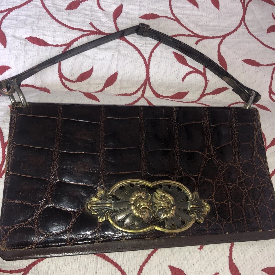 SUPERBE SAC VINTAGE EN CROCO VÉRITABLE  - Photo 1/4