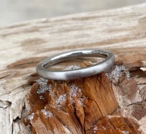 Titanium Ring, 2mm Dome Wedding Band, His or Hers, Stone Finish - Picture 1 of 7