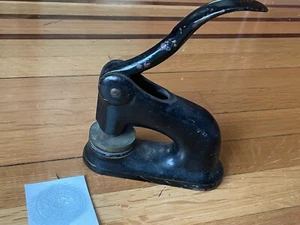vintage Notary Amherst Mass town seal stamp antique cast-iron press  1800's 1900 - Picture 1 of 16