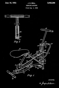 1953 - Máquina de ejercicio - J. D. Bell - póster de arte de patente - Imagen 1 de 3