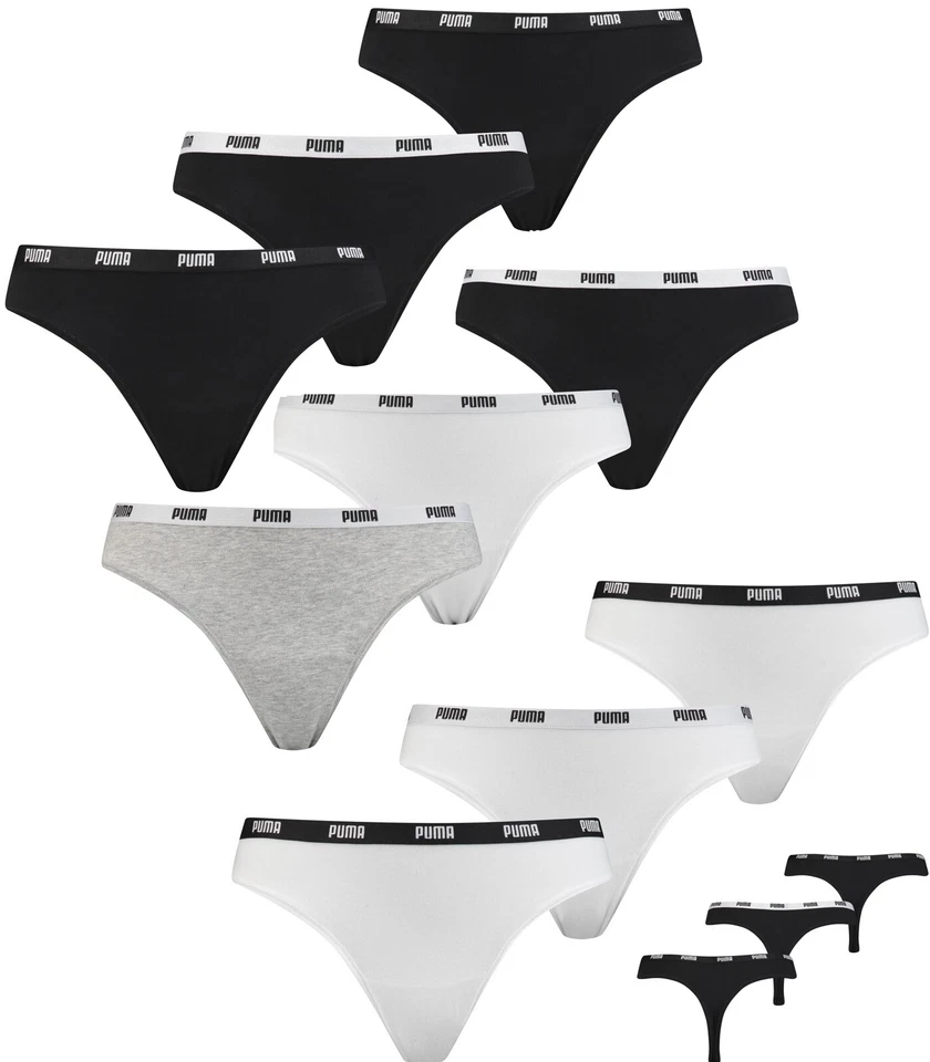Puma Damen Strings Thong Unterhosen Unterwäsche 3er oder 6er Pack - Bild 1 von 1