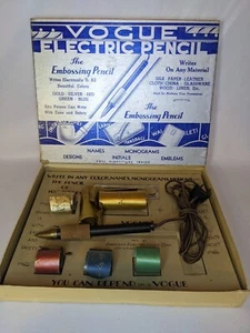 Seltene Vintage Vogue Elektrobleistift 1940er Jahre Folie Prägebox Anleitung nicht getestet - Bild 1 von 24