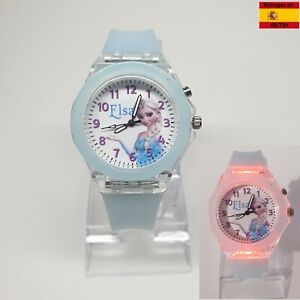 Reloj infantil para niña de Disney Frozen Anna Elsa con luz calidad resistentes