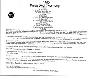 Lil' Mo: Based On A True Story PROMO MUSIC AUDIO CD Hip Hop Elektra Advance 2001 - Picture 1 of 1