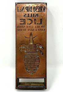 Kreso Dip No.1  Advertising Print Block With Copper Plate Vintage - Picture 1 of 10