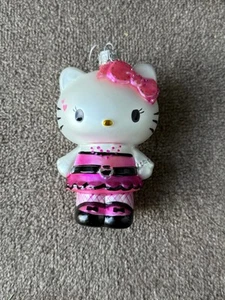 HELLO KITTY Sanrio 2011 Kurt Adler Ornament Glass Pink Black Scene - Picture 1 of 5