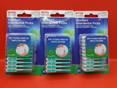 CVS Health Comfort Interdental Picks Flexible Bristles Frrsh Mint (3 PACK) 80Ct - Image 1 of 2