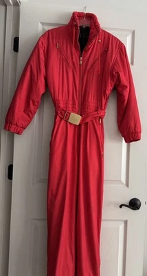 Women’s Bogner Ski Suit Red And Gold Zip Size 4 - Image 1 of 4