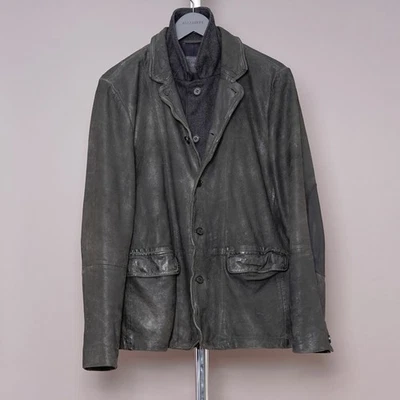 ALL SAINTS Leather Blazer Jacket EXTRA LARGE Mens XL Waxed Suede Grail SURVEY - Image 1 of 4