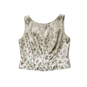 Vintage 90s Beaded Embroidered Evening Crop Tank Top L/XL - Picture 1 of 5