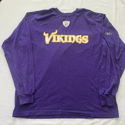 Винтажная футболка Reebok Minnesota Vikings размер большой фиолетовый футбол с длинным рукавом NFL - Изображение 1 из 4