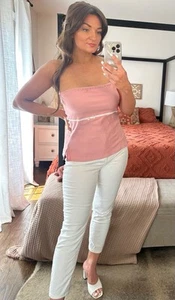 NWT Pretty Little Thing Plus Size 18 Y2K Style Blush Bow Tube Top - Picture 1 of 6