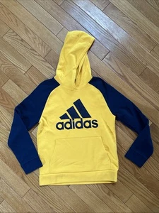 Adidas Boys Maize And Blue Hooded Sweatshirt Size Large 14/16 - Picture 1 of 3