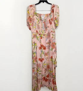 For The Republic Womens Size XL Pink Floral Maxi Dress Smocked Off The Shoulder - Picture 1 of 8