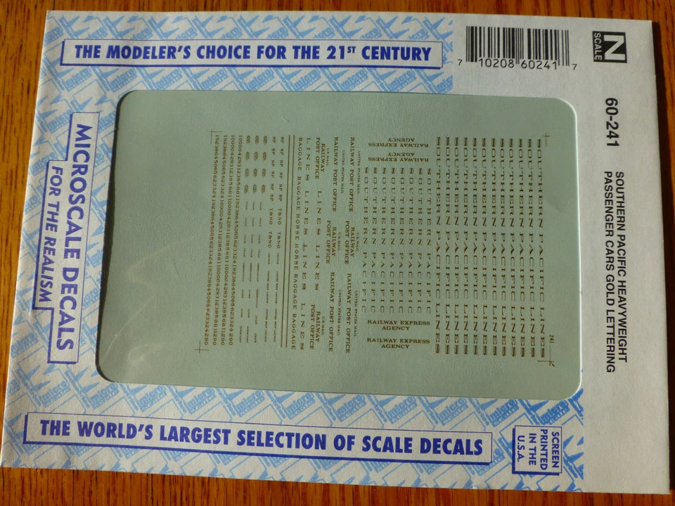 Microscale Decal N  #60-241 Southern Pacific Heavyweight Passenger Cars (1920-19 - Image 1 of 1