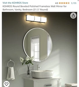 Round Beveled Polish Frameless Wall Mirror For Bathroom 31.5 Round - Picture 1 of 6