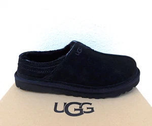 UGG BLACK NEUMAN SUEDE/ SHEEPWOOL COMFORT SLIPPERS, MEN US 11/ EUR 44 ~NIB - Picture 1 of 5