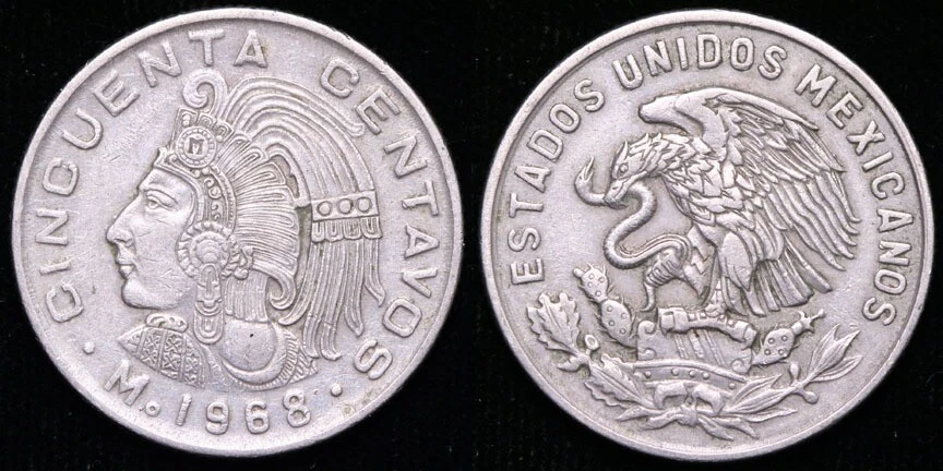 Cinquenta centavos México 1968 - Imagem 1 de 1