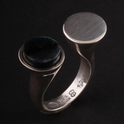 GEORG JENSEN Sterling Ring with Spectrolite # 173. DENMARK. VERY RARE! - Imagem 1 de 4