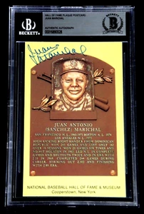 JUAN MARICHAL BECKETT CERTIFIED SIGNED HOF YELLOW GOLD PLAQUE AUTOGRAPHED - Picture 1 of 2