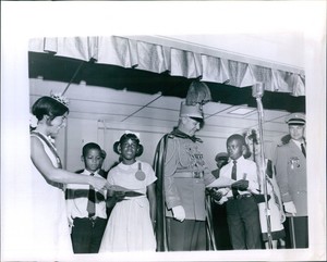 Man In Uniform Feathered Hat African American Kids Military 8X10 Vintage Photo