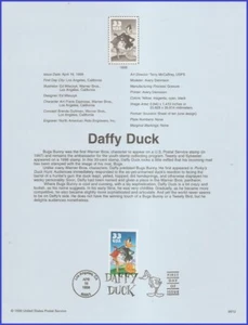 USA2 #3306a U/A SOUVENIR PAGE FDC   Daffy Duck s/a - Picture 1 of 1