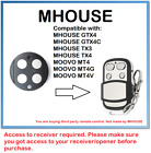 Télécommande compatible MHOUSE GTX4, GTX4C, TX3, TX4 code roulant 433,92 MHz.