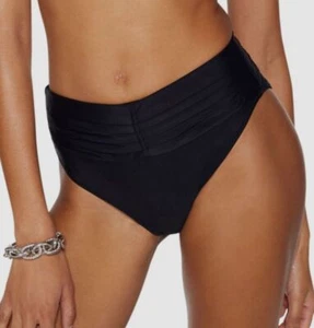 $110 Ramy Brook Women's Black Solid Ivo Ruched Bikini Bottom Swimwear Size XS - Picture 1 of 3
